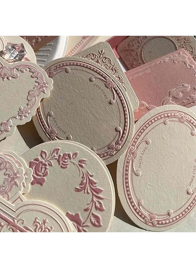 واي جيه مجموعة أوراق سكرابوكينغ قديمة الطراز بعدد 30 قطعة بحواف دانتيل وردية، مجموعة أدوات كتابة منقوشة بالزهور، أوراق كتابة زخرفية جمالية، مواد حرفية عتيقة لصناعة البطاقات، السكرابوكينغ والهدايا اليدوية، البطاقات التحية - Image 3